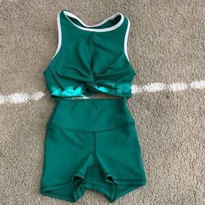 FIVE DANCEWEAR Green Crop Top and Shorts Set